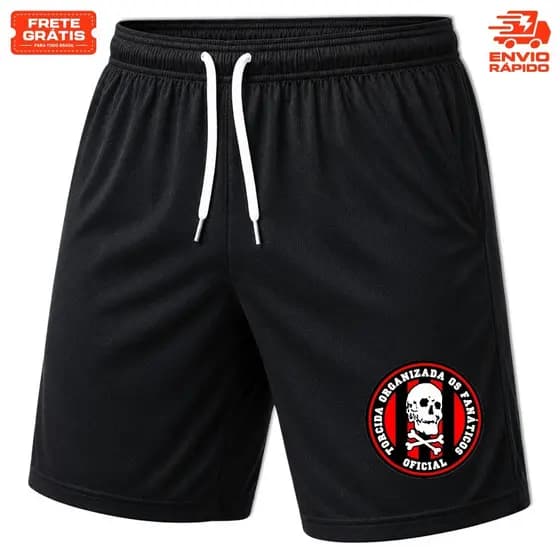 Bermuda Masculina Short Dry Fit OS FANÁTICOS Torcida Organizada C/ Bolsos Academia Treino Futebol