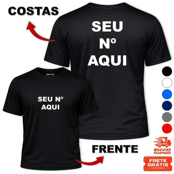 Camisa Camiseta Masculina Uniforme Dry Fit Futebol Básica Academia Treino Números ESCOLHA SEU NÚMERO