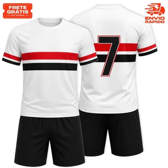 Conjunto Kit Camisa + Short de Futebol Infantil ou Juvenil do S@O PAULO SP Time Masculino Menino
