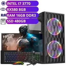 Computador Completo i7 3.4Ghz - Monitor 19" - Memória RAM 16GB -  SSD 480GB Placa de Vídeo RX580 8GB