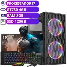 Computador Gamer Completo i7 3.4Ghz - SSD 120GB - Placa de Vídeo GT730 4GB - Monitor 19"  - 8GB RAM