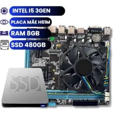 Kit Upgrade i5 3ª Geração - Placa H61M, 8GB DDR3, SSD 480GB