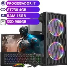 Computador Completo i7 3.4ghz - Placa de Vídeo GT730 4GB - RAM 16GB - SSD 960GB - Monitor 19"