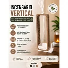 Porta Incenso Moderno Decorativo – com Suporte Vertical e Bandeja de cinzas