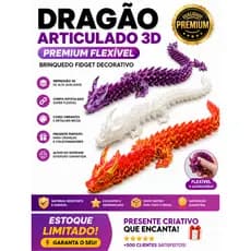 Dragão Articulado 3D Premium Flexível | Brinquedo Fidget Decorativo | Presente Criativo Infantil e Geek