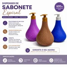 Dispenser de Sabonete Líquido Moderno Espiral | Porta Sabonete Elegante para Banheiro e Lavabo