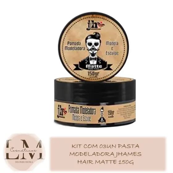 Kit com 03un Pasta  Modeladora Jhames Hair Matte 150g