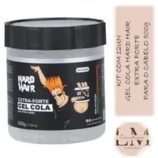 Kit com 12un Gel Cola Hard Hair Extra Forte para o Cabelo 500g
