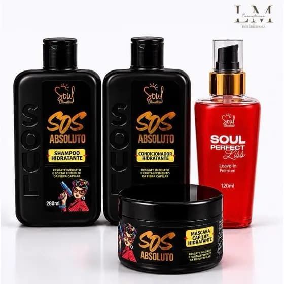 Kit SOS Liso Absoluto+ Sérum Soul Cosméticos 4 itens