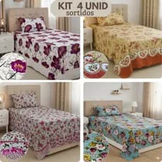 kits de Jogo de Cama solteiro 2 Peças Estampado com Fronha de 1-6 UNIDADES (SORTIDOS) – Microfibra