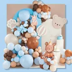Kit 100 Balões Azul Candy Bexiga Marrom Areia Arco+Fita Bexiga Decoração Festa Aniversario Chá Bebê