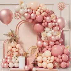 Kit 110 Balões Rose Chic Gold Metalizado Bege Decoração Festa Com Bexigas Arco Desconstruido+Fita