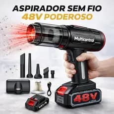 Aspirador De Pó Soprador Portatil 48v Bateria 3000mah Automotivo Turbo Sem Fio Para Casa e Carro