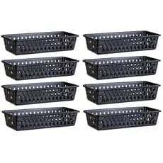 Kit 08 Cesto Organizador Multiuso Lavanderia Preto 28x12x6