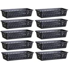 Kit 10 Cesto Organizador Multiuso Lavanderia Retangular Preto 28x12x6