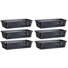 Kit 06 Cesto Organizador Multiuso Lavanderia Preto 28x12x6