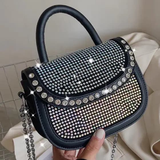 Bolsa de corrente Bolsa de strass Bolsa cheia de diamantes Bolsa de ombro fashion bolsa mensageiro