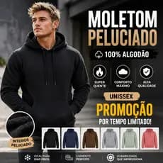 Moletom Peluciado 100% algodão Inverno Confortável Unissex