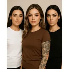 Kit 3 Baby Look Feminina Básica Lisa 100% Algodão Cores Sortidas