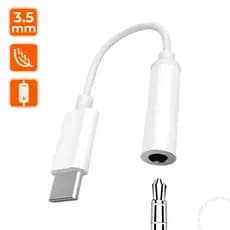 Adaptador Tipo C Para P2 Áudio Fone De Ouvido Headset 3.5mm Type C Branco
