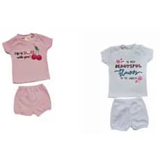 Conj Bebê - Blusa Manga Curta com Shorts Menina Menino Canelada RN ao G Ref 2002