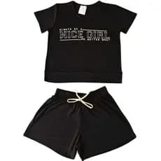 Conjunto Juvenil Feminina Blusas e Bermudas Viscolycra Tam 10 ao 14 anos