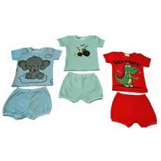 kit Bebê 6 Pçs Blusa Manga Curta Com Shorts Menina Menino Canelado RN ao GG