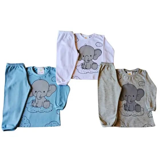 KIt Conjunto Bebê - Blusa Calça Manga Longa 100% Algodão Menina/Menino RN ao GG Ref 2009