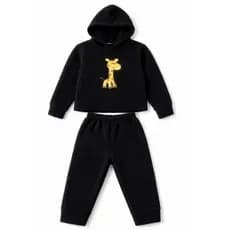 Conjunto Bebê- Blusa Calça Manga Longa Bordada Peluciado Com Capuz Menina/Menino Tam P ao 3 anos
