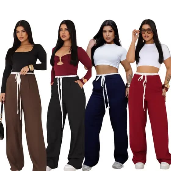 Calça Pantalona cos Duplo , Calça Viriginia com elastino e cos na frente e atras tecido marrant top Tendencia INVERNO