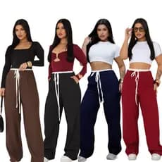 Calça Pantalona cos Duplo , Calça Viriginia com elastino e cos na frente e atras tecido marrant top Tendencia INVERNO