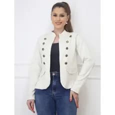 Blazer feminina simples casual com detalhe de botão