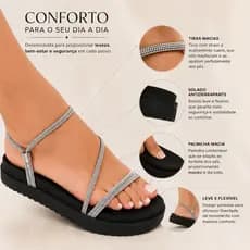 Sandália Papete Strass Birkey com Pedrarias Sandália Plataforma com Brilho Original