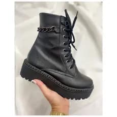 Bota com Corrente Feminina Coturno Feminino Militar Tratorado Blogueira Botas Tratoradas