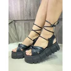 Sandália Plataforma Feminina Papete com Corda Birken com Amarração Original Solado Alto