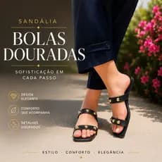 Rasteirinha Feminina Luxo Rasteira com Speik Confortável Moderna com Detalhes Spike Metalizados