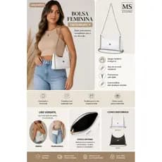 Bolsa Feminina crossbody ll duas corrente ll prática dia dia cabe celular carteira Pronta entrega/Envio Imediato
