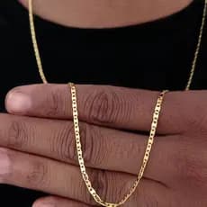 Corrente Cordão masculino Fino Piastrini Banhado Folheado A Ouro 18K 2mm 60cm ou 70Cm