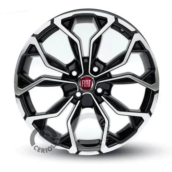 Kit 4 Rodas Aro 14 4x98 Emblemas Fiat Uno Fiorino Palio Bicos Brinde Preto Diamantado M16