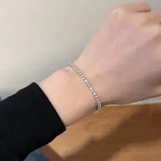 Pulseira Riviera Moissanite 3mm/ 4 Garras Prata 925 E Ródio