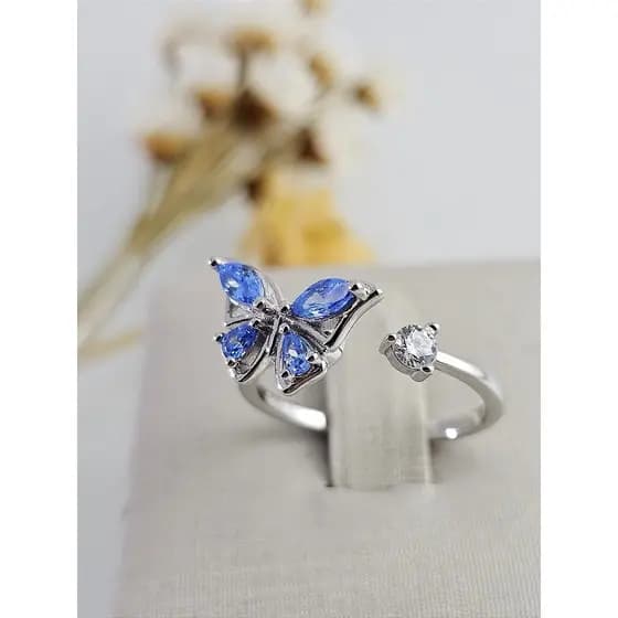 Anel sensorial giratório/ ansiedade borboleta prata 925 e ródio