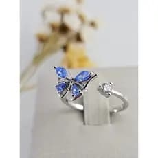 Anel sensorial giratório/ ansiedade borboleta prata 925 e ródio