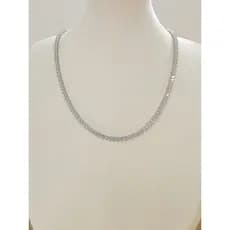Colar Riviera 3mm/ 3 garras/ 45cm fecho gaveta prata 925 e ródio