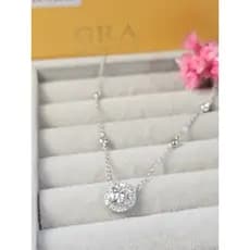 Colar ponto de luz Moissanite 6,5mm/1.0ct prata 925 com banho de ródio