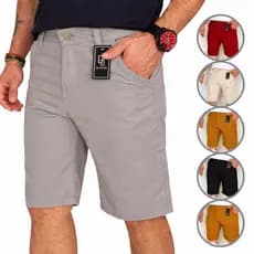 Bermuda Sarja Masculina Slim Brim Jeans Premium Colorida Bolso Faca Social