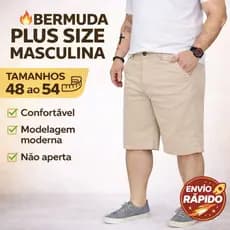 Bermuda Sarja Masculina Plus Size Reta Brim 48 50 52 54