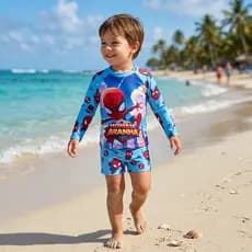 Homem-Aranha  Conjunto  Infantil UV 50+ Manga Longa Proteção Solar Praia Piscina