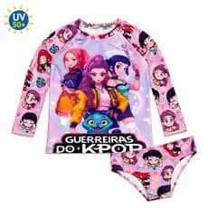 Guerreiras do K-Pop  Biquíni Infantil Menina Proteção Solar Roupa Praia Infantil