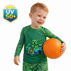 Conjunto Infantil Praia Menino UV50+ Camisa Manga Longa + Sunga Proteção Solar Conforto