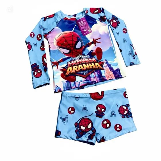Conjunto UV Infantil Menino Camiseta Sunga Proteção UV 50+ Roupa de Praia Piscina Natação